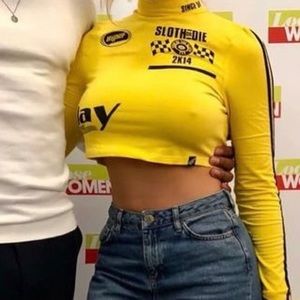 Yellow racing crop top